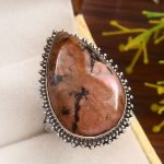 Rhodonite Size US 11 925 Sterling Silver Ring (REXT33-73)