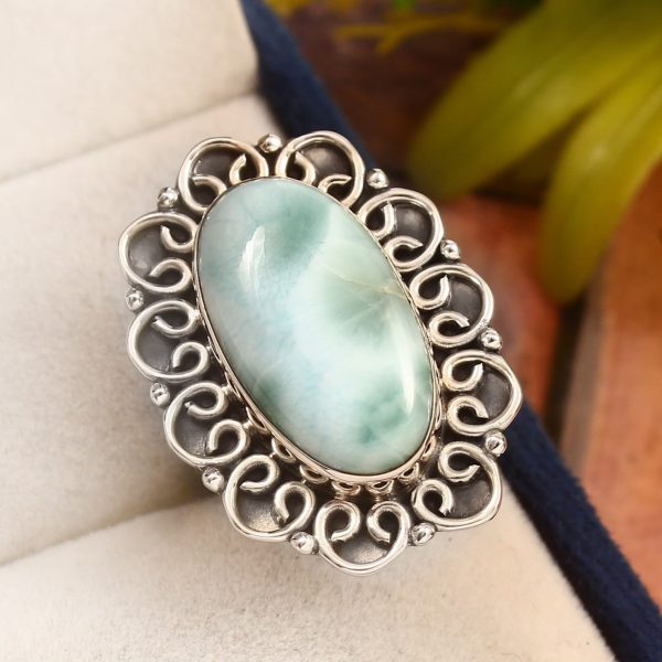 Larimar Size US 6 925 Sterling Silver Ring (REXT33-135)