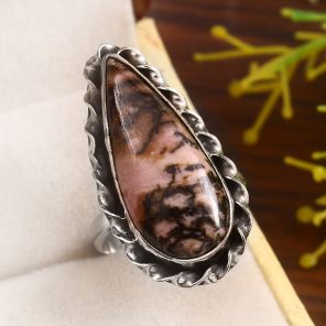Rhodonite Size US 7 925 Sterling Silver Ring (REXT33-64)