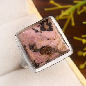 Rhodonite Size US 9 925 Sterling Silver Ring (REXT33-113)
