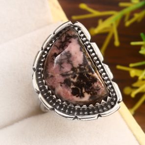 Rhodonite Size US 7 925 Sterling Silver Ring (REXT33-99)