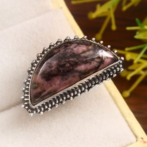 Rhodonite Size US 6 925 Sterling Silver Ring (REXT33-63)