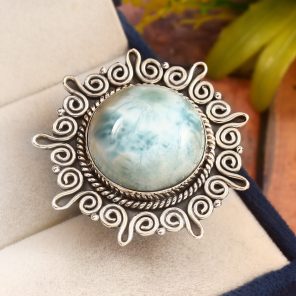 Larimar Size US 7 925 Sterling Silver Ring (REXT33-129)