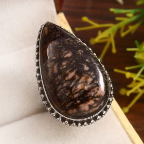 Rhodonite Size US 7 925 Sterling Silver Ring (REXT33-65)
