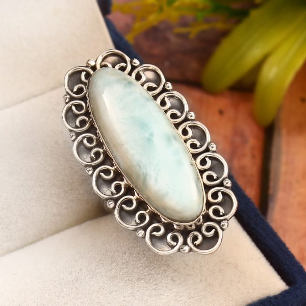 Larimar Size US 7 925 Sterling Silver Ring (REXT33-130)