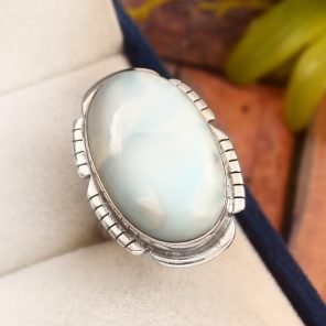 Larimar Size US 7 925 Sterling Silver Ring (REXT33-128)