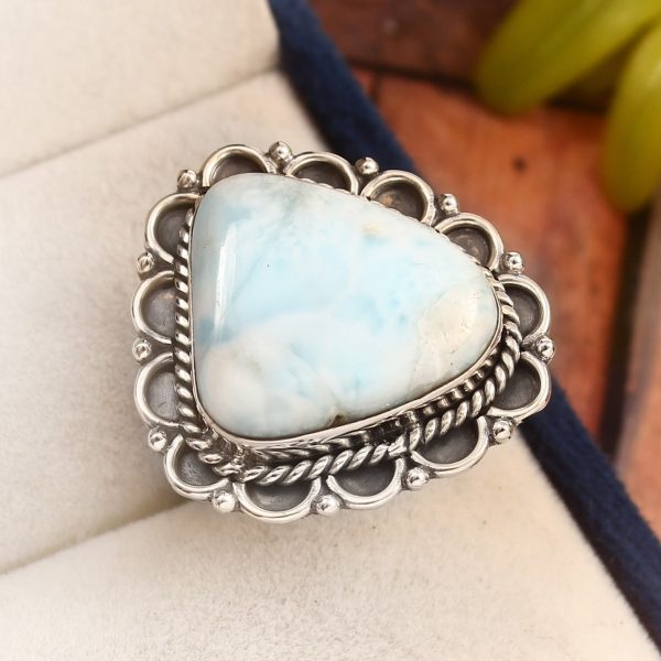 Larimar Size US 8 925 Sterling Silver Ring (REXT33-132)