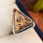 Tiger Dendritic Agate Size US 6 925 Sterling Silver Ring (REXT33-144)