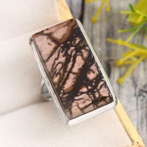 Rhodonite Size US 6 925 Sterling Silver Ring (REXT33-106)