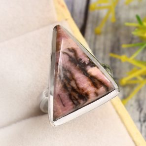Rhodonite Size US 8 925 Sterling Silver Ring (REXT33-110)
