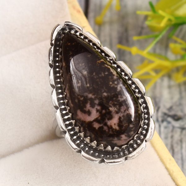 Rhodonite Size US 7 925 Sterling Silver Ring (REXT33-100)