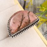 Rhodonite Size US 11 925 Sterling Silver Ring (REXT33-76)