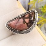 Rhodonite Size US 12 925 Sterling Silver Ring (REXT33-78)