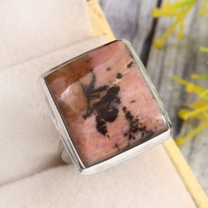 Rhodonite Size US 10 925 Sterling Silver Ring (REXT33-114)