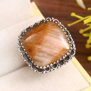 Rutilated Quartz Size US 6 925 Sterling Silver Ring (RS22-156)