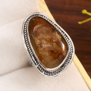 Rutilated Quartz Size US 6 925 Sterling Silver Ring (RS22-157)