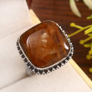 Rutilated Quartz Size US 11 925 Sterling Silver Ring (RS22-163)