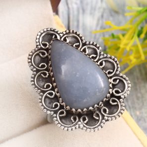 Angelite Size US 10 925 Sterling Silver Ring (REXT73-236)