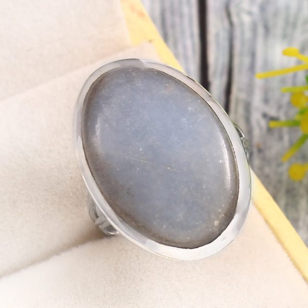Angelite Size US 9 925 Sterling Silver Ring (REXT73-255)