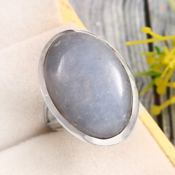 Angelite Size US 12 925 Sterling Silver Ring (REXT73-263)