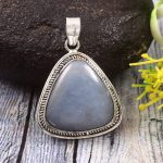 Angelite 1.5" 925 Sterling Silver Pendant (REXT73-267)