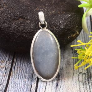 Angelite 1.5" 925 Sterling Silver Pendant (REXT73-264)