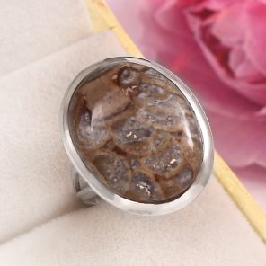 Mushroom Jasper Size US 7 925 Sterling Silver Ring (REXT76-87)