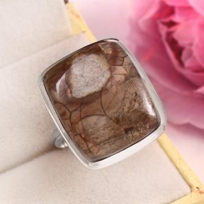 Mushroom Jasper Size US 12 925 Sterling Silver Ring (REXT76-88)