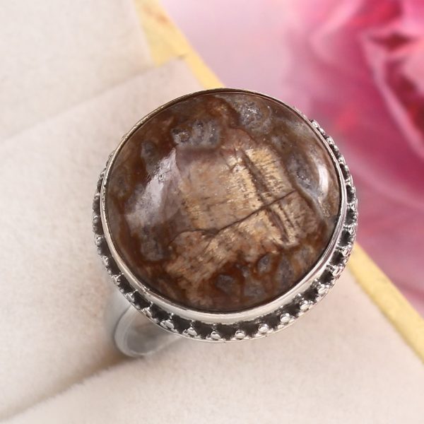 Mushroom Jasper Size US 11 925 Sterling Silver Ring (REXT76-64)