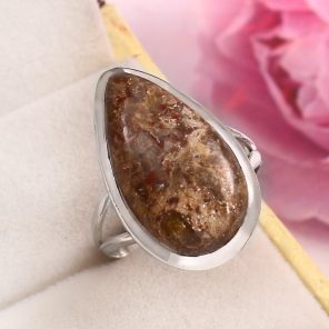 Mushroom Jasper Size US 9 925 Sterling Silver Ring (REXT76-75)
