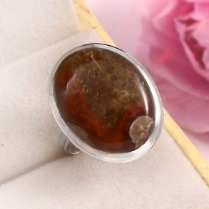 Mushroom Jasper Size US 7 925 Sterling Silver Ring (REXT76-79)