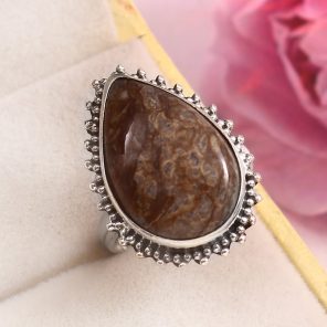 Mushroom Jasper Size US 5 925 Sterling Silver Ring (REXT76-45)