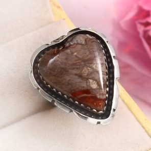 Mushroom Jasper Size US 5 925 Sterling Silver Ring (REXT76-83)