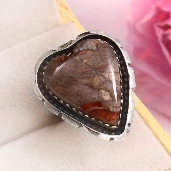 Mushroom Jasper Size US 5 925 Sterling Silver Ring (REXT76-83)