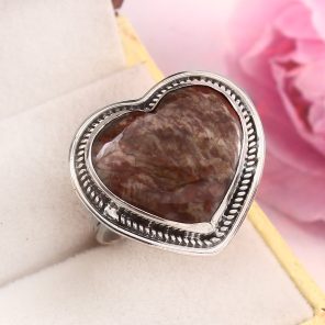 Mushroom Jasper Size US 12 925 Sterling Silver Ring (REXT76-67)