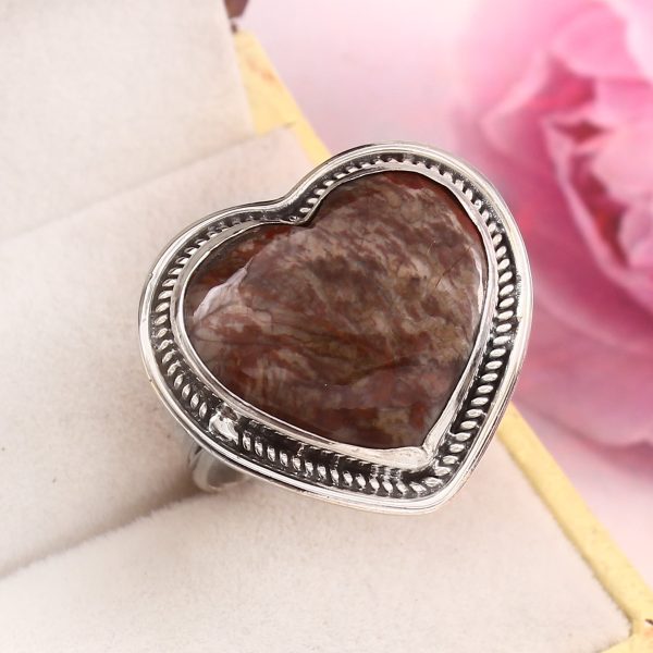 Mushroom Jasper Size US 12 925 Sterling Silver Ring (REXT76-67)