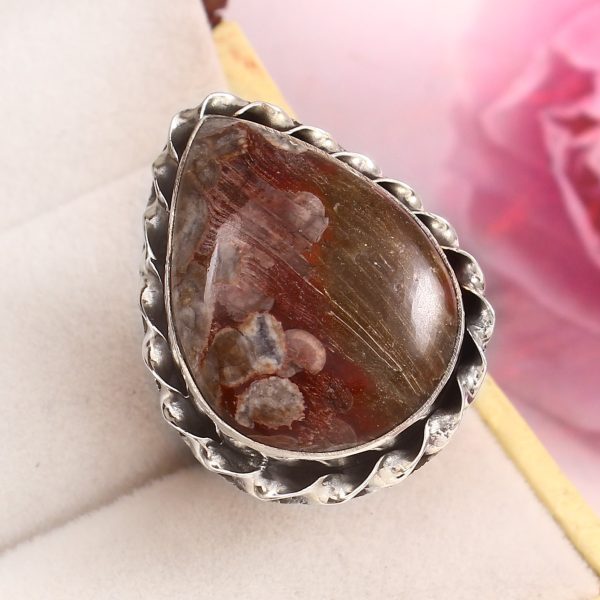 Mushroom Jasper Size US 9 925 Sterling Silver Ring (REXT76-59)