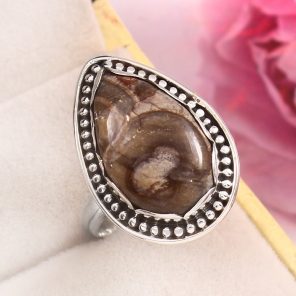 Mushroom Jasper Size US 9 925 Sterling Silver Ring (REXT76-60)