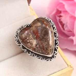 Mushroom Jasper Size US 11 925 Sterling Silver Ring (REXT76-65)