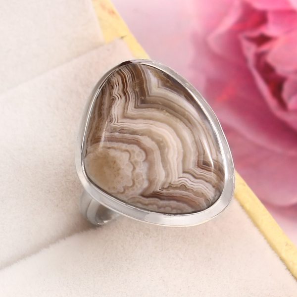 Mushroom Jasper Size US 7 925 Sterling Silver Ring (REXT76-78)