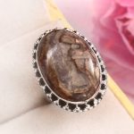 Mushroom Jasper Size US 6 925 Sterling Silver Ring (REXT76-52)