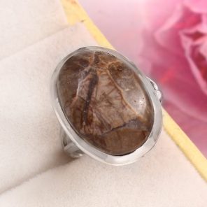Mushroom Jasper Size US 6 925 Sterling Silver Ring (REXT76-81)