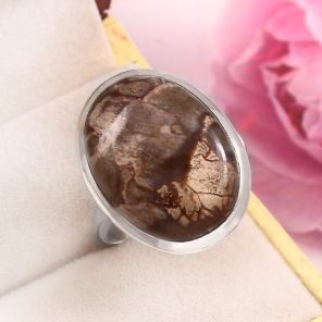 Mushroom Jasper Size US 11 925 Sterling Silver Ring (REXT76-69)
