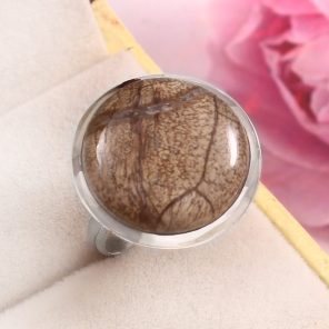 Mushroom Jasper Size US 9 925 Sterling Silver Ring (REXT76-74)