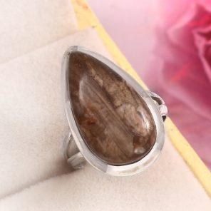 Mushroom Jasper Size US 5 925 Sterling Silver Ring (REXT76-85)