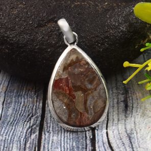 Mushroom Jasper 1.25" 925 Sterling Silver Pendant (REXT76-91)