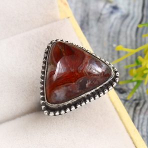 Crazy Lace Agate Size US 7 925 Sterling Silver Ring (REXT40-146)