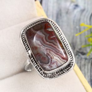 Crazy Lace Agate Size US 11 925 Sterling Silver Ring (REXT40-161)