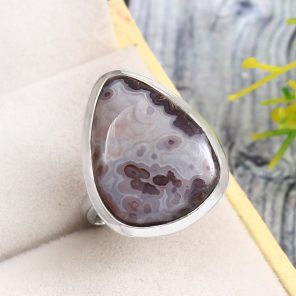 Crazy Lace Agate Size US 7 925 Sterling Silver Ring (REXT40-186)