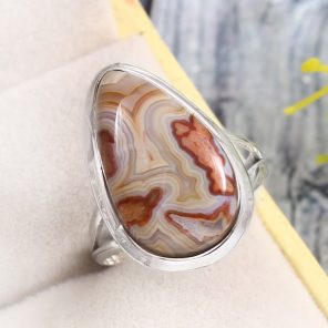 Crazy Lace Agate Size US 7 925 Sterling Silver Ring (REXT40-187)